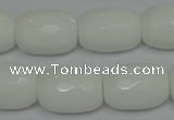 CPB44 15.5 inches 15*20mm faceted drum white porcelain beads