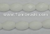 CPB46 15.5 inches 10*14mm faceted rice white porcelain beads