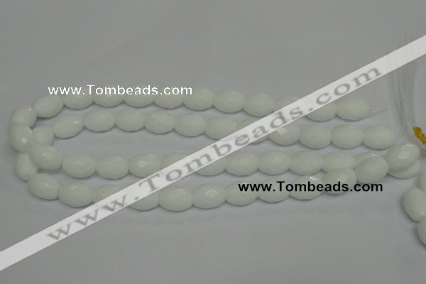 CPB47 15.5 inches 12*16mm faceted rice white porcelain beads