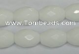 CPB48 15.5 inches 13*18mm faceted rice white porcelain beads