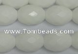 CPB49 15.5 inches 15*20mm faceted rice white porcelain beads