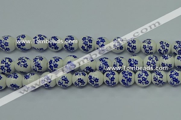 CPB501 15.5 inches 6mm round Painted porcelain beads