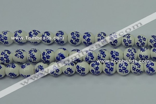 CPB505 15.5 inches 14mm round Painted porcelain beads