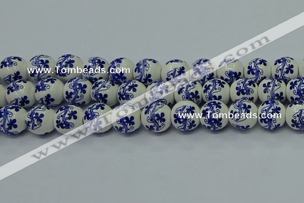 CPB511 15.5 inches 6mm round Painted porcelain beads