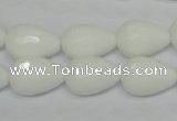 CPB52 15.5 inches 12*16mm faceted teardrop white porcelain beads