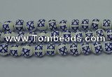 CPB521 15.5 inches 6mm round Painted porcelain beads