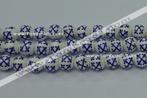 CPB523 15.5 inches 10mm round Painted porcelain beads