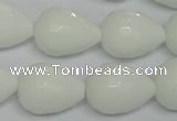 CPB54 15.5 inches 15*20mm faceted teardrop white porcelain beads