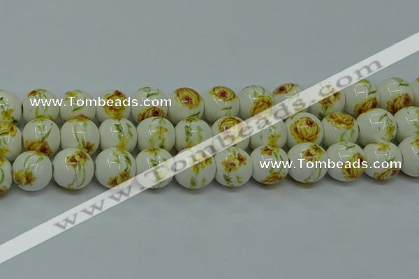 CPB562 15.5 inches 8mm round Painted porcelain beads