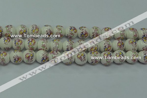 CPB572 15.5 inches 8mm round Painted porcelain beads