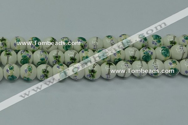 CPB581 15.5 inches 6mm round Painted porcelain beads