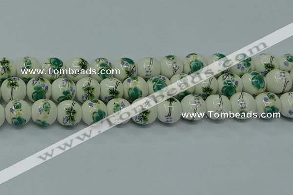 CPB582 15.5 inches 8mm round Painted porcelain beads