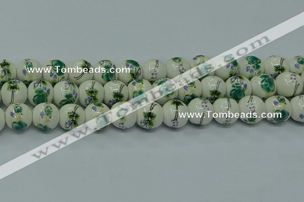 CPB584 15.5 inches 12mm round Painted porcelain beads