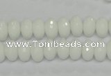 CPB59 15.5 inches 6*10mm faceted rondelle white porcelain beads