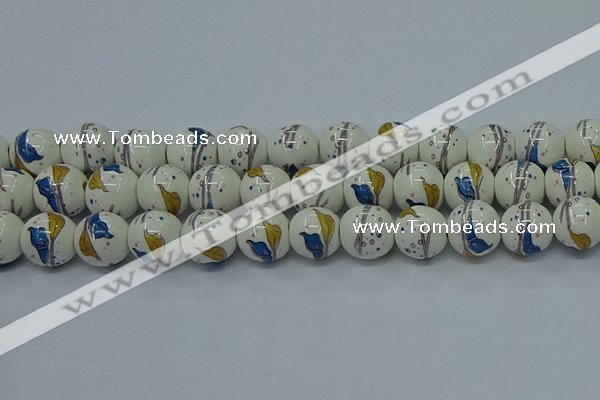 CPB591 15.5 inches 6mm round Painted porcelain beads