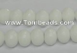 CPB60 15.5 inches 8*12mm faceted rondelle white porcelain beads