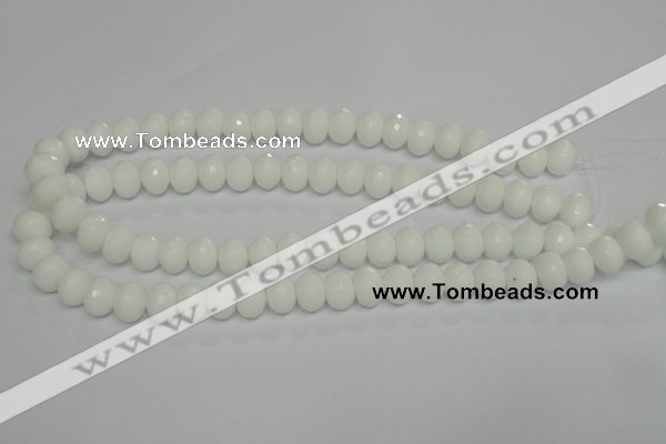 CPB60 15.5 inches 8*12mm faceted rondelle white porcelain beads