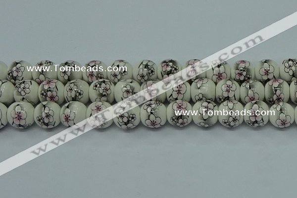 CPB601 15.5 inches 6mm round Painted porcelain beads