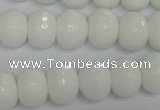 CPB61 15.5 inches 10*14mm faceted rondelle white porcelain beads