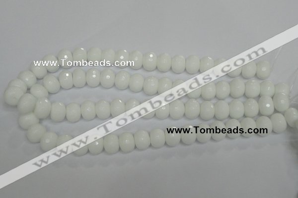 CPB61 15.5 inches 10*14mm faceted rondelle white porcelain beads