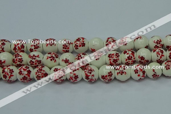 CPB612 15.5 inches 8mm round Painted porcelain beads