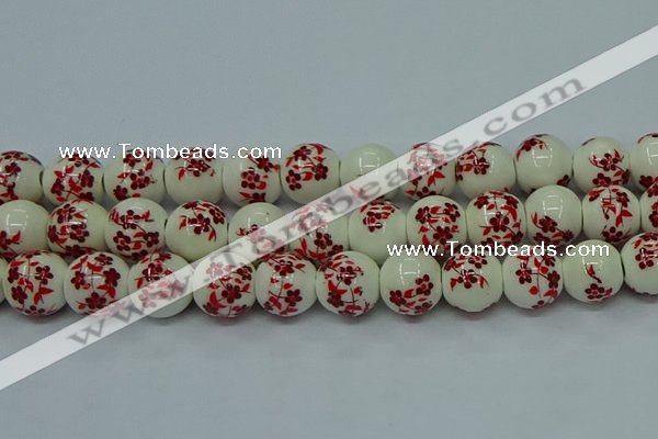 CPB613 15.5 inches 10mm round Painted porcelain beads