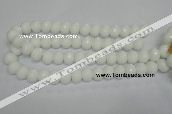 CPB63 15.5 inches 13*18mm faceted rondelle white porcelain beads