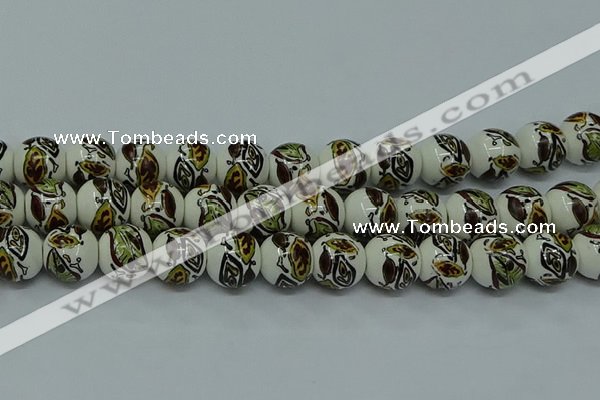 CPB642 15.5 inches 8mm round Painted porcelain beads