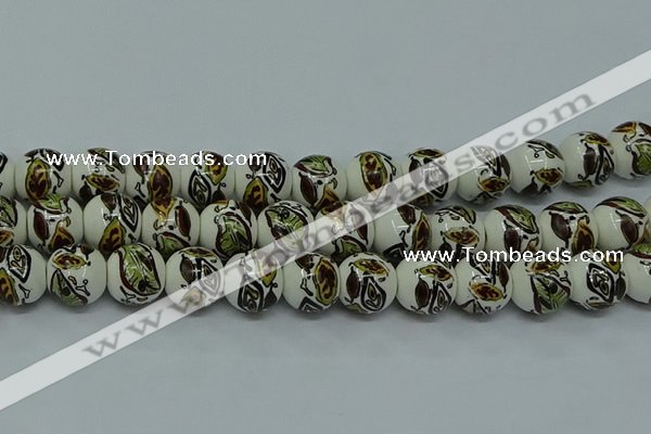 CPB643 15.5 inches 10mm round Painted porcelain beads