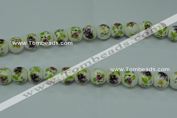 CPB663 15.5 inches 10mm round Painted porcelain beads