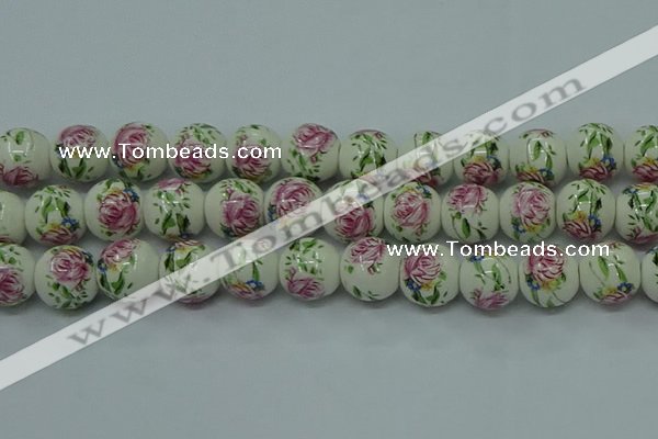 CPB681 15.5 inches 6mm round Painted porcelain beads