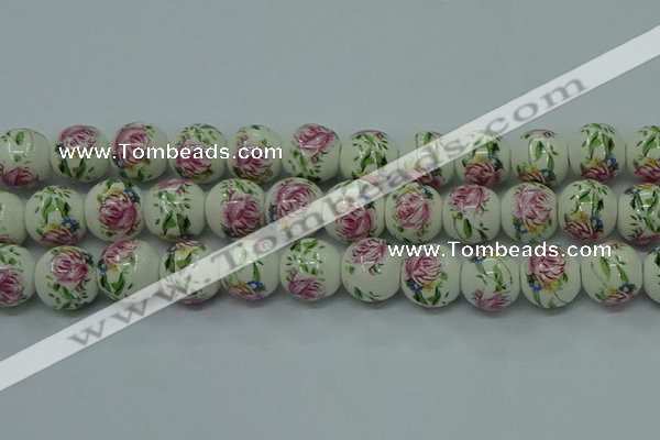 CPB684 15.5 inches 12mm round Painted porcelain beads