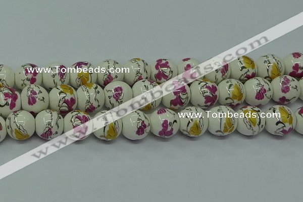 CPB691 15.5 inches 6mm round Painted porcelain beads