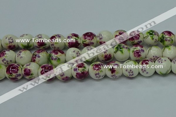 CPB701 15.5 inches 6mm round Painted porcelain beads