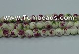 CPB702 15.5 inches 8mm round Painted porcelain beads