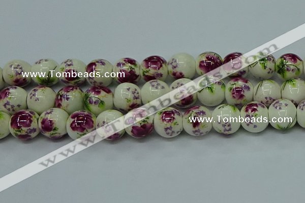 CPB702 15.5 inches 8mm round Painted porcelain beads