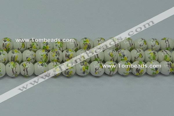 CPB721 15.5 inches 6mm round Painted porcelain beads