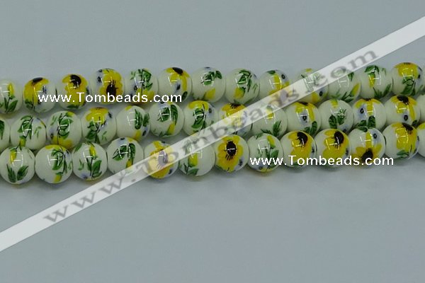 CPB731 15.5 inches 6mm round Painted porcelain beads