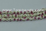 CPB742 15.5 inches 8mm round Painted porcelain beads