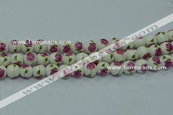 CPB742 15.5 inches 8mm round Painted porcelain beads