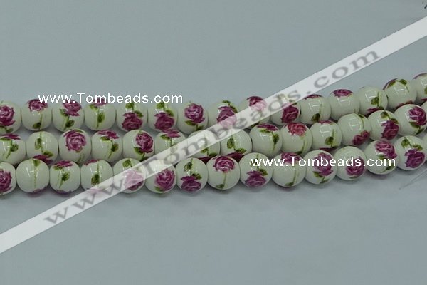 CPB744 15.5 inches 12mm round Painted porcelain beads