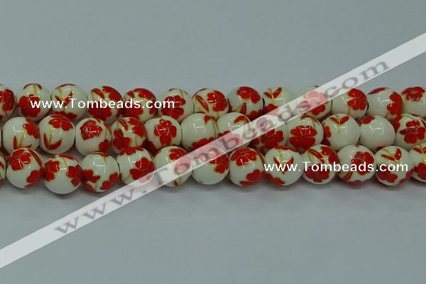 CPB764 15.5 inches 12mm round Painted porcelain beads