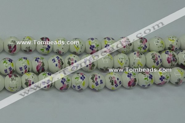 CPB771 15.5 inches 6mm round Painted porcelain beads