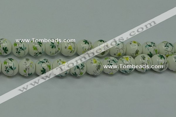 CPB781 15.5 inches 6mm round Painted porcelain beads