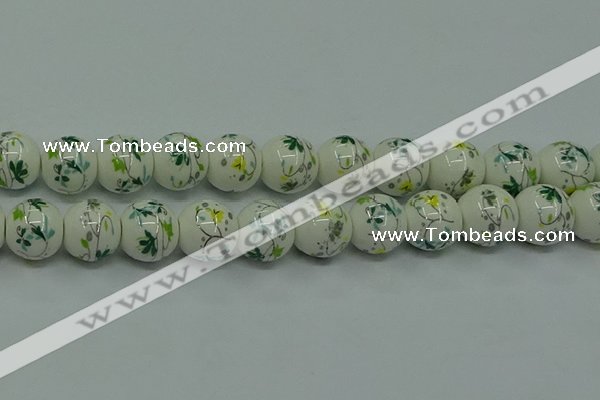 CPB782 15.5 inches 8mm round Painted porcelain beads