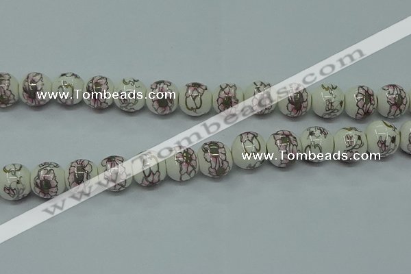 CPB791 15.5 inches 6mm round Painted porcelain beads