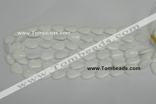 CPB91 15.5 inches 15*20mm flat teardrop white porcelain beads wholesale