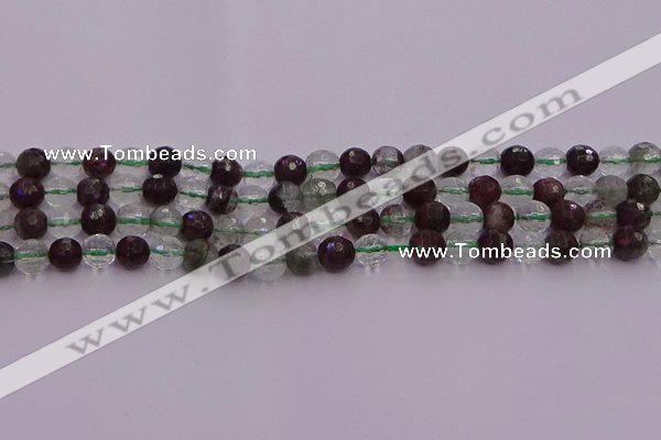 CPC10 15.5 inches 6mm faceted round green phantom quartz beads