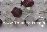 CPC17 15.5 inches 10mm faceted nuggets green phantom quartz beads