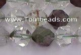 CPC18 15.5 inches 12mm faceted nuggets green phantom quartz beads